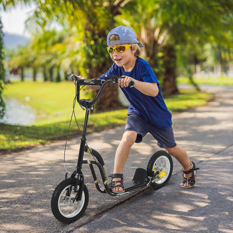 Youth Dual-Brake Kick Scooter with 12-Inch Inflatable Wheels