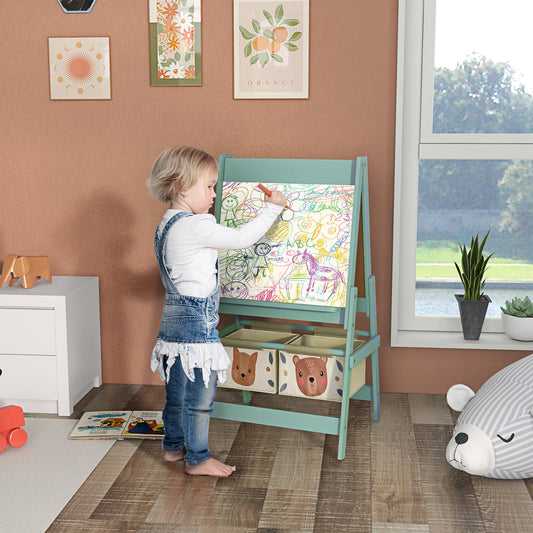 3-in-1 Kids Art Easel with Blackboard, Whiteboard and Storage