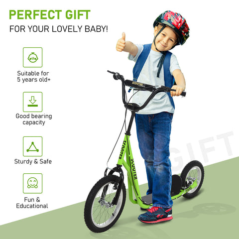 Youth Kick Scooter with Dual Brakes and Inflatable Wheels