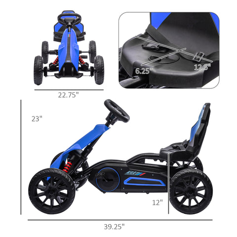Kids Pedal Go Kart with Adjustable Seat and Swing Axle