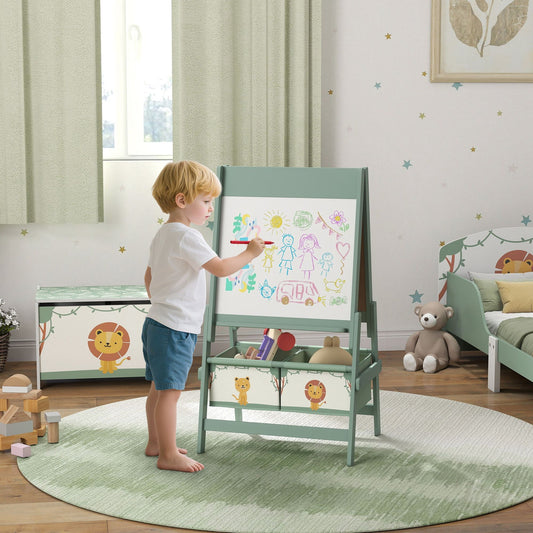 3-in-1 Double-Sided Kids Art Easel with Storage Baskets