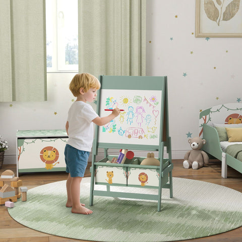 3-in-1 Double-Sided Kids Art Easel with Storage Baskets