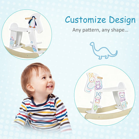 Classic Wooden Rocking Horse Ride-On Toy for Toddlers