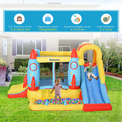4-in-1 Inflatable Bounce House with Water Slide and Blower