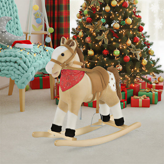 Kids Plush Ride-On Rocking Horse Toy with Sounds