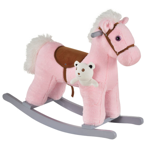 Kids Plush Rocking Horse Ride-On Toy with Sounds