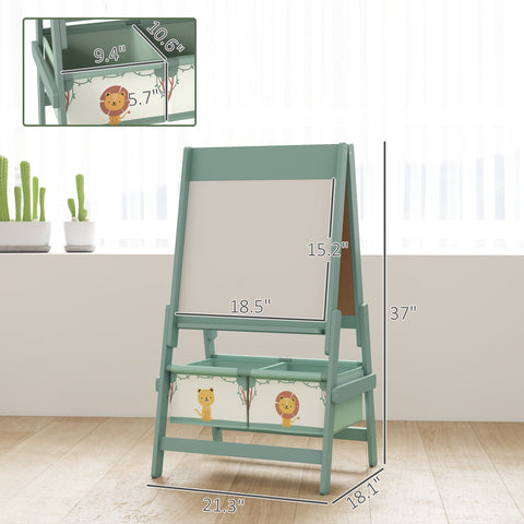 3-in-1 Double-Sided Kids Art Easel with Storage Baskets