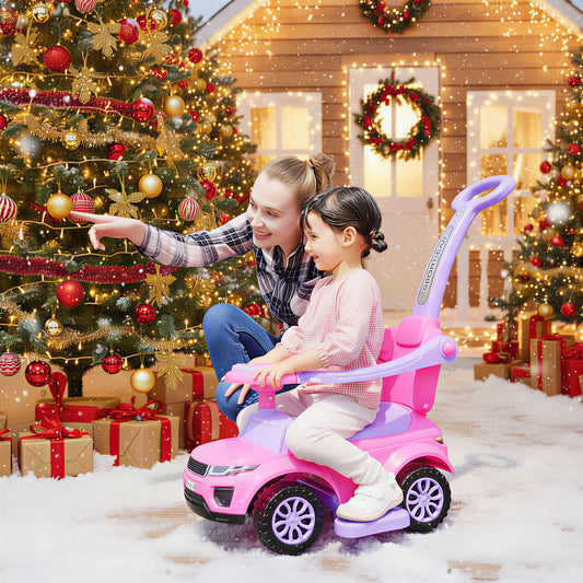 3-in-1 Toddler Ride-on Push Car Stroller Sliding Toy with Music