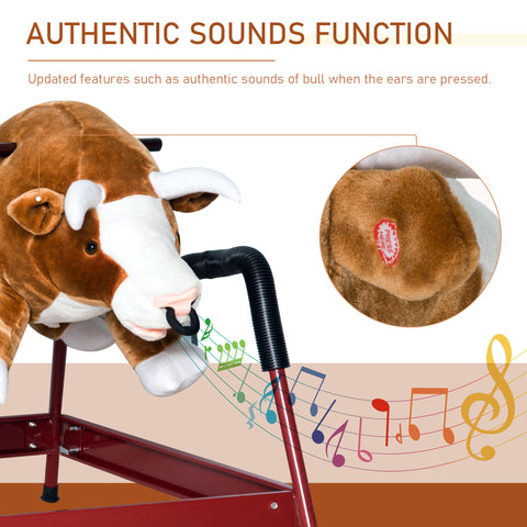 Kids Rodeo Bull Spring Rocking Horse with Realistic Sounds