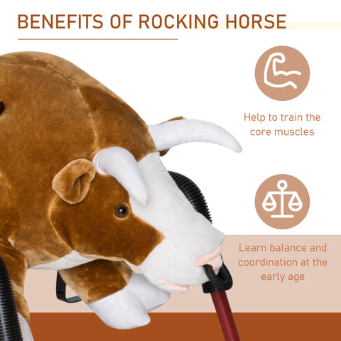 Kids Rodeo Bull Spring Rocking Horse with Realistic Sounds