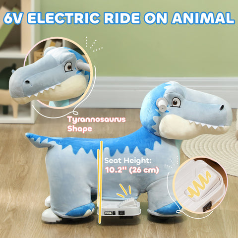 6V Kids Electric Dinosaur Ride-On Toy with Music