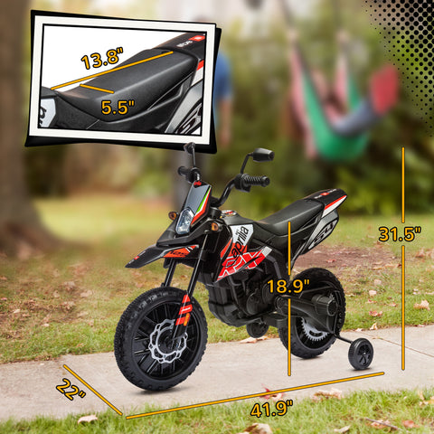 12V Kids Ride-On Motorcycle with Training Wheels and Suspension