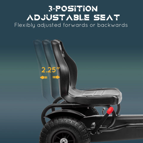 Kids Pedal Go Kart with Adjustable Seat and Handbrake