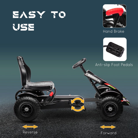Kids Pedal Go Kart with Adjustable Seat and Handbrake