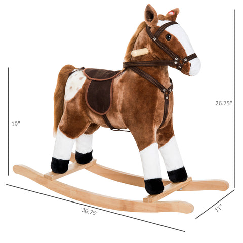 Kids Plush Toy Rocking Horse with Realistic Sounds