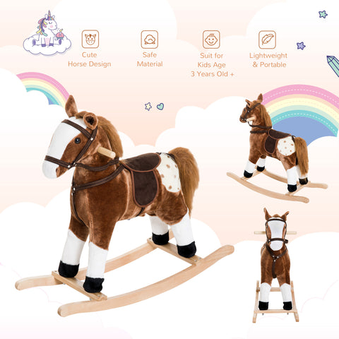 Kids Plush Toy Rocking Horse with Realistic Sounds