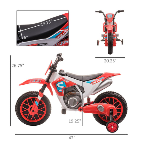 12V Kids Ride-On Electric Dirt Bike Motorcycle with Training Wheels