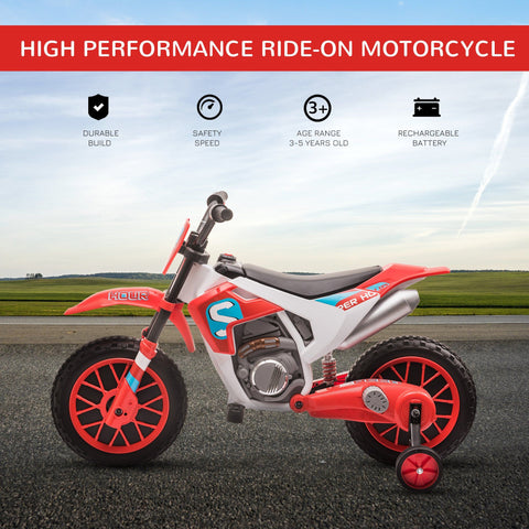 12V Kids Ride-On Electric Dirt Bike Motorcycle with Training Wheels