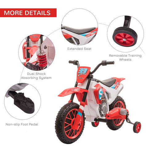 12V Kids Ride-On Electric Dirt Bike Motorcycle with Training Wheels