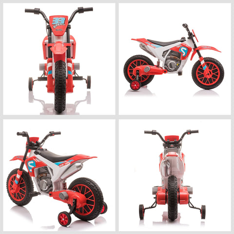 12V Kids Ride-On Electric Dirt Bike Motorcycle with Training Wheels