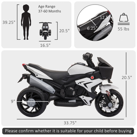 6V Kids Electric Ride-on Motorcycle with Headlights and Music