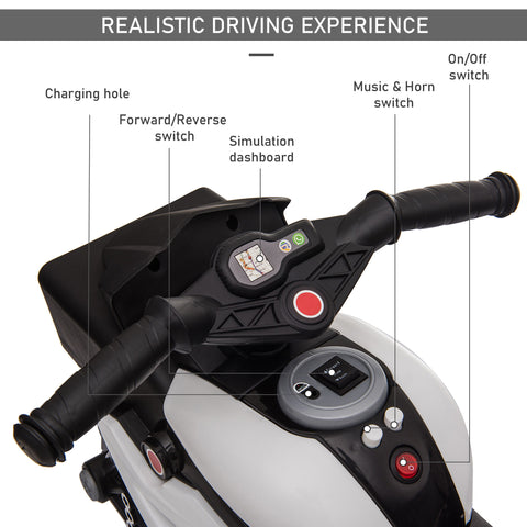 6V Kids Electric Ride-on Motorcycle with Headlights and Music