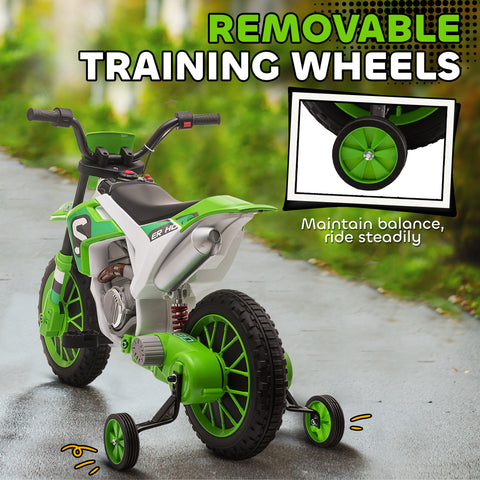 12V Electric Ride-On Motorcycle with Training Wheels