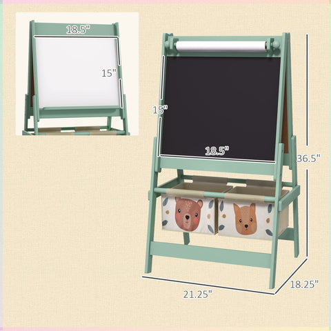3-in-1 Kids Art Easel with Blackboard, Whiteboard and Storage