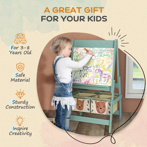 3-in-1 Kids Art Easel with Blackboard, Whiteboard and Storage