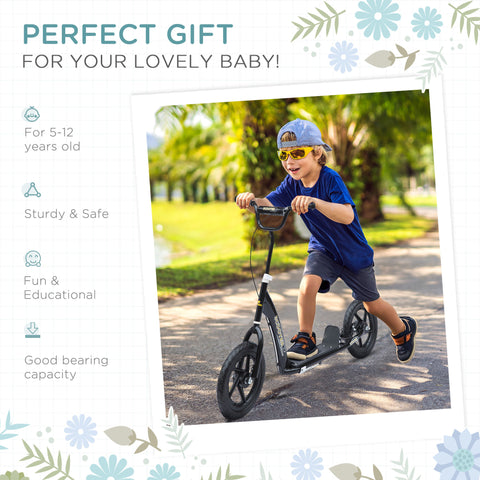 Kids Kick Scooter with Adjustable Handlebars and Rear Brake