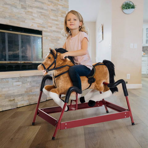 Kids Plush Spring Rocking Horse with Realistic Sounds