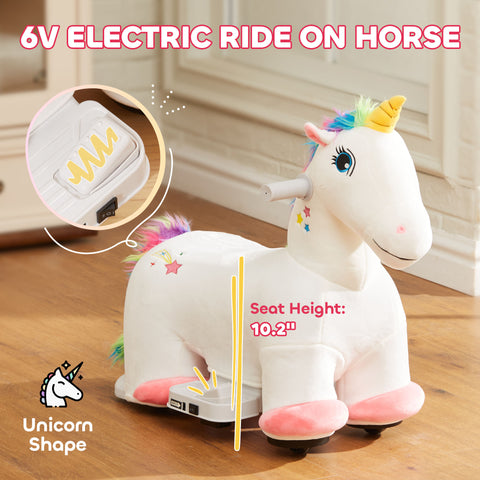 6V Kids Electric Battery-Powered Ride-on Unicorn Toy