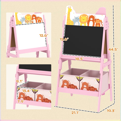 2-in-1 Double-Sided Kids Art Easel with Storage Boxes