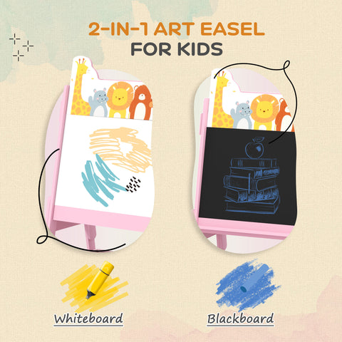 2-in-1 Double-Sided Kids Art Easel with Storage Boxes