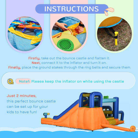 7-in-1 Inflatable Water Slide Bouncy Castle with Pool