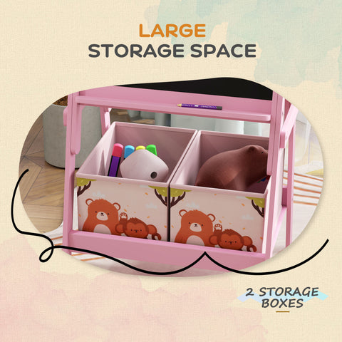 2-in-1 Double-Sided Kids Art Easel with Storage Boxes