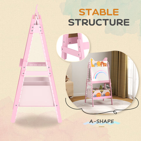 2-in-1 Double-Sided Kids Art Easel with Storage Boxes