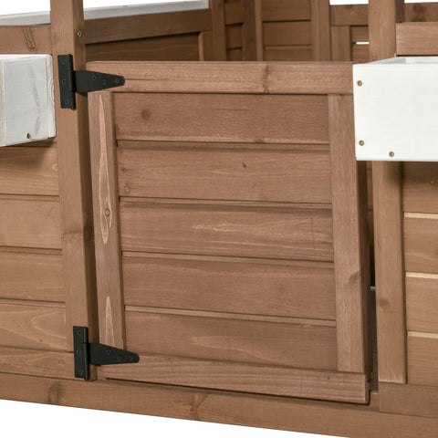 Kids Wooden Outdoor Garden Playhouse with Flower Pot Holder