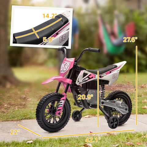 12V Kids Electric Motorcycle with Training Wheels and Twist Throttle