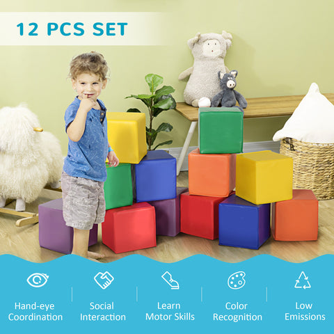 12-Piece Soft Foam Toddler Play Blocks Set