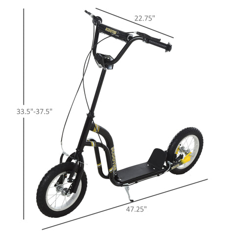 Youth Dual-Brake Kick Scooter with 12-Inch Inflatable Wheels