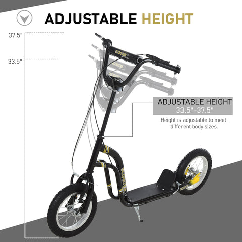 Youth Dual-Brake Kick Scooter with 12-Inch Inflatable Wheels