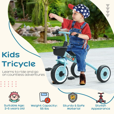 Kids Tricycle for Toddlers Age 2-5 with Basket and Bell