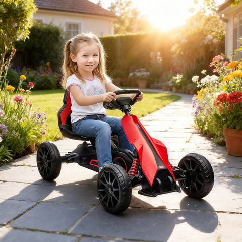 Kids Pedal Go Kart with Adjustable Seat and Swing Axle