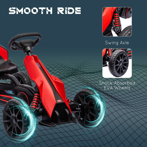 Kids Pedal Go Kart with Adjustable Seat and Swing Axle