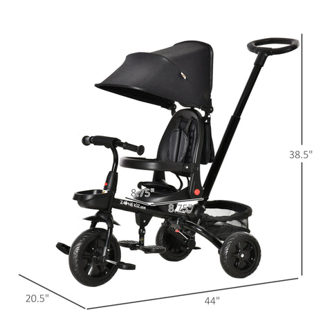 4-in-1 Foldable Toddler Tricycle with Reversible Seat and Canopy