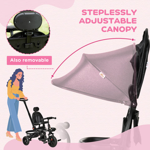 4-in-1 Foldable Toddler Tricycle with Reversible Seat and Canopy