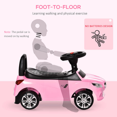 Kids Foot-to-Floor Ride-On Push Car with Horn and Under-Seat Storage