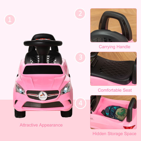 Kids Foot-to-Floor Ride-On Push Car with Horn and Under-Seat Storage