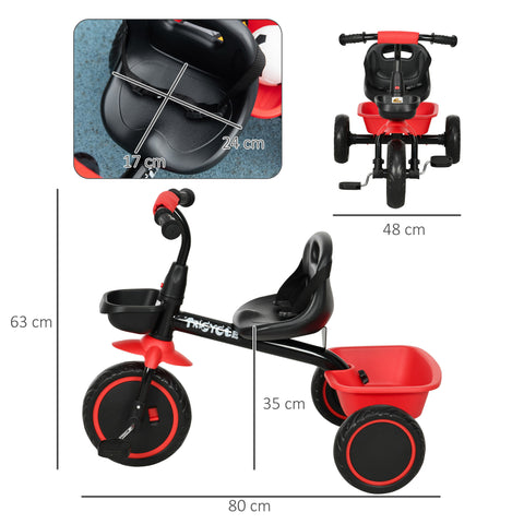 Toddler Tricycle with Adjustable Seat and Storage Baskets
